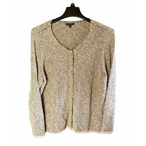 Eileen Fisher Women's Size‎ Large Linen Blend Snap Up Knit Sweater